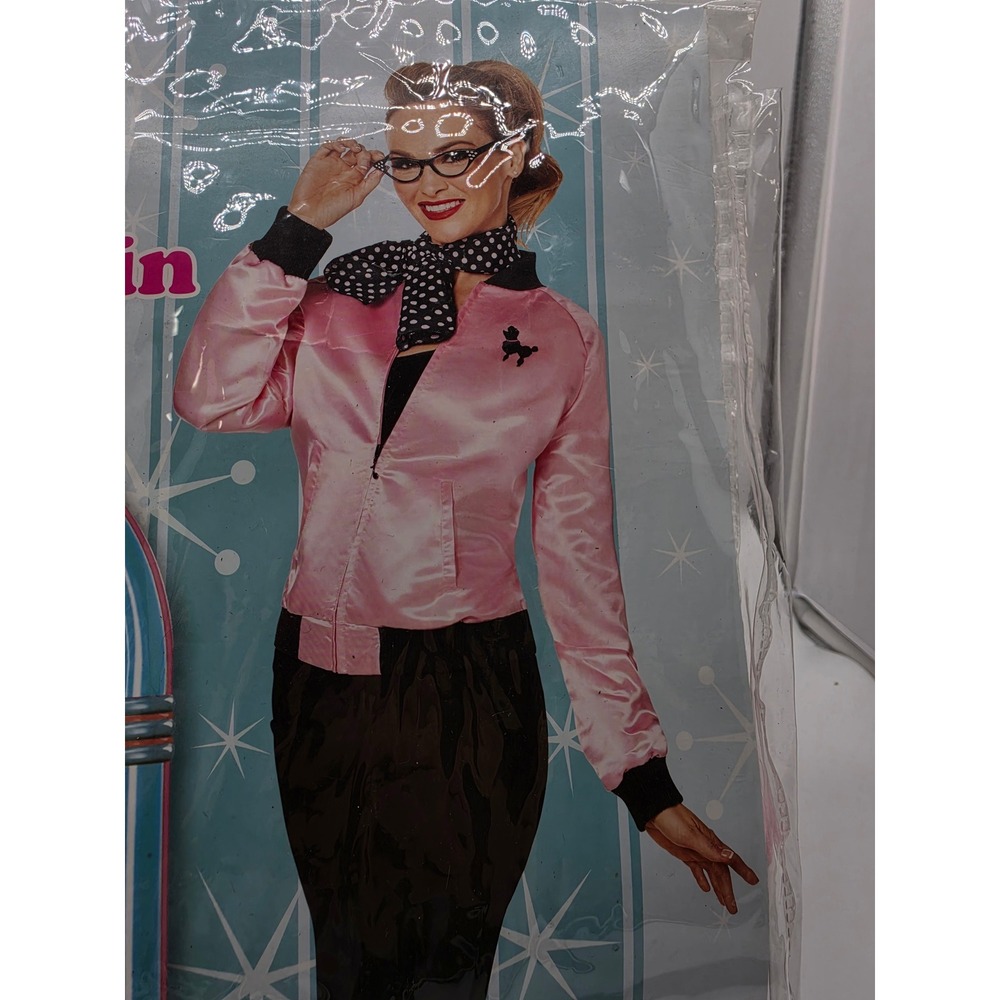 Spirit Halloween Pink Satin 1950s style poodle Jacket Costume Adult Large - Picture 4 of 11